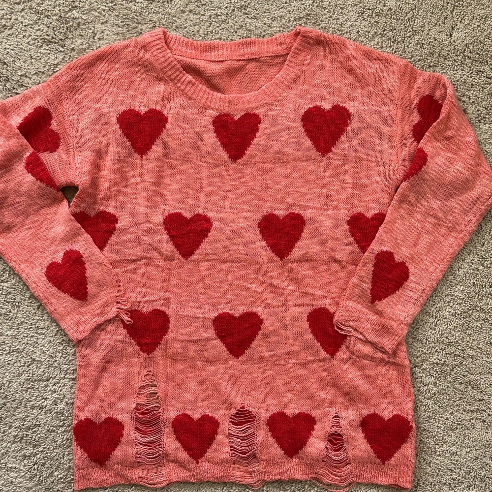 Women’s Distressed Heart Sweater